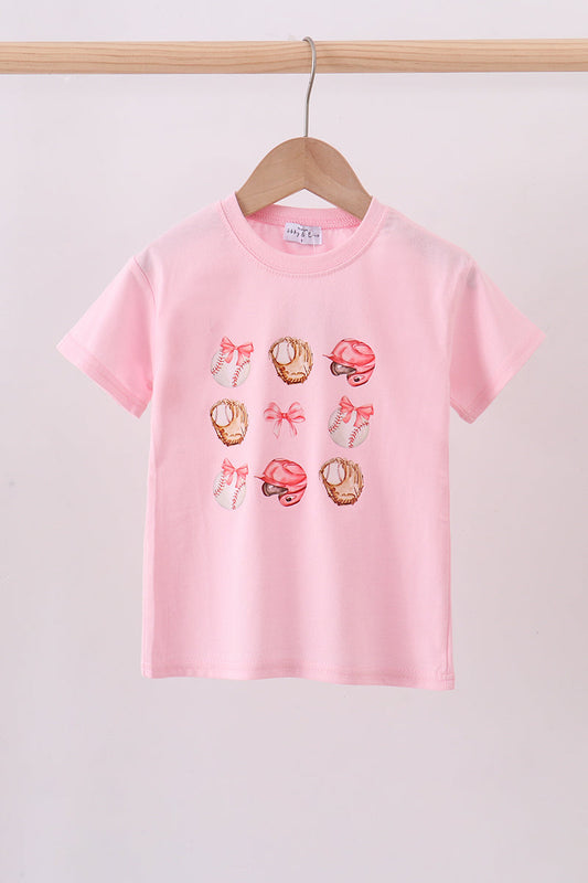 Pink baseball graphic top