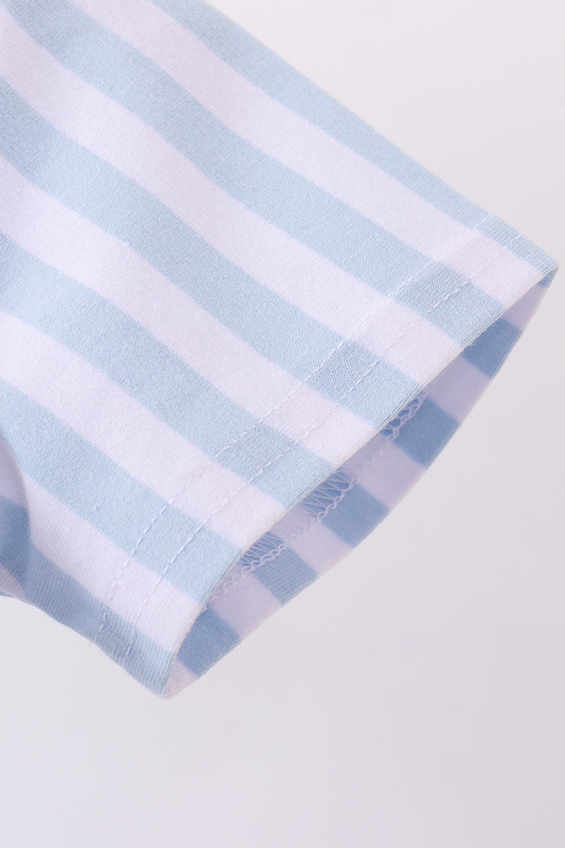 Blue baseball stripe top