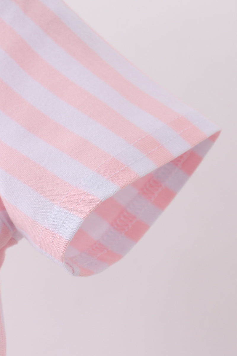 Pink baseball bow stripe top