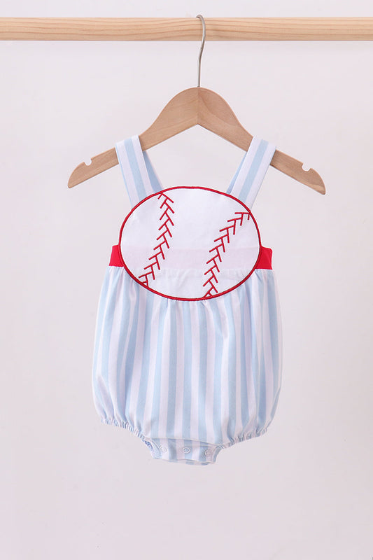 Blue baseball applique bubble