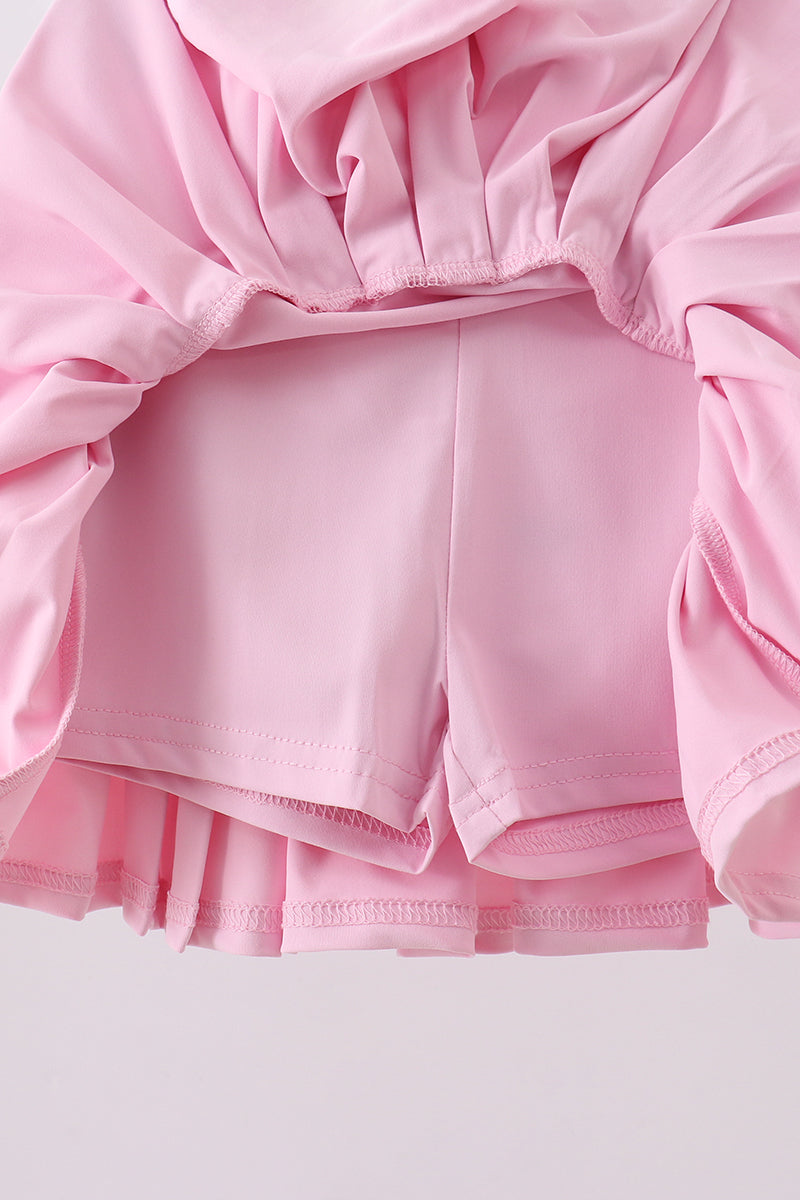 Pink pleated skort
