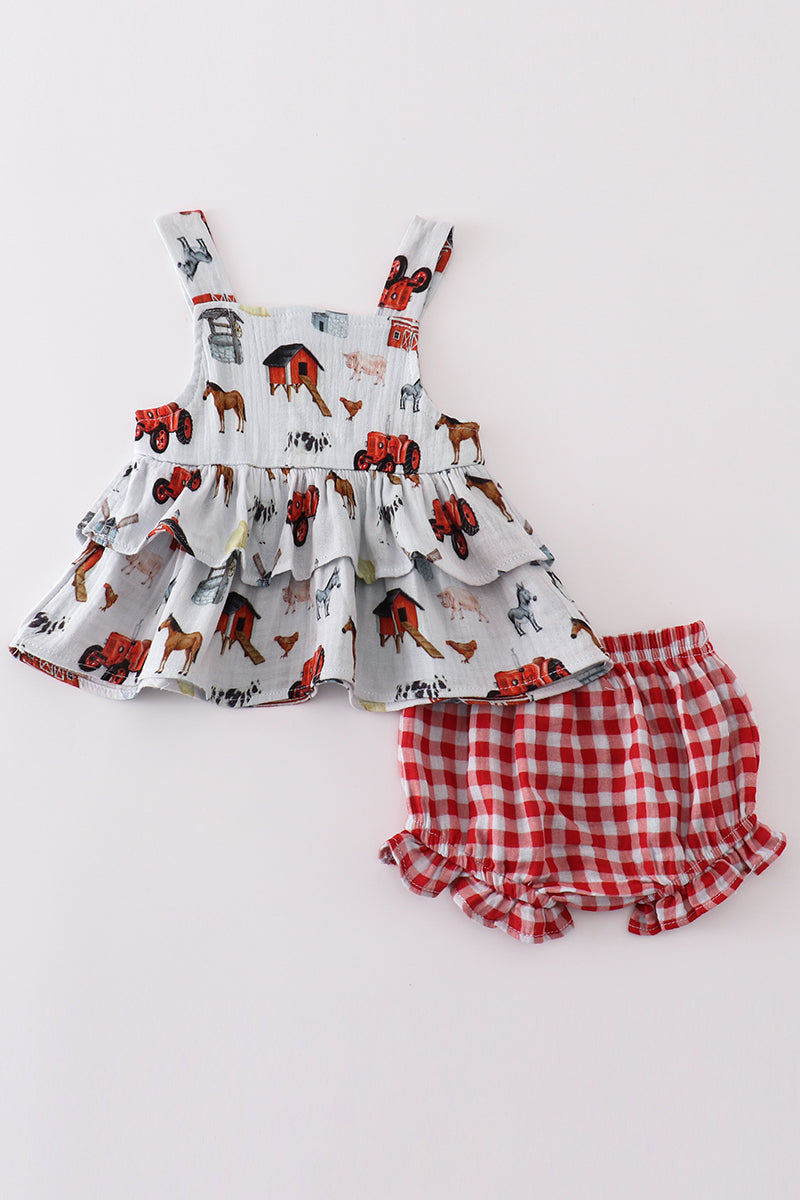 Premium Farm muslin ruffle baby set