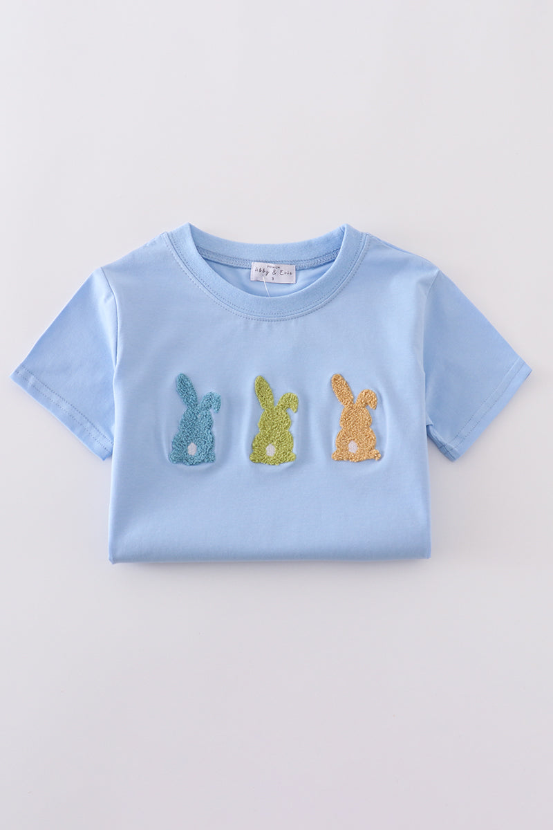 Premium blue bunny embroidery top