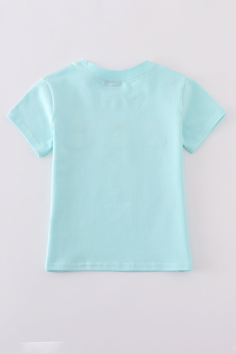 Premium mint bunny embroidery top