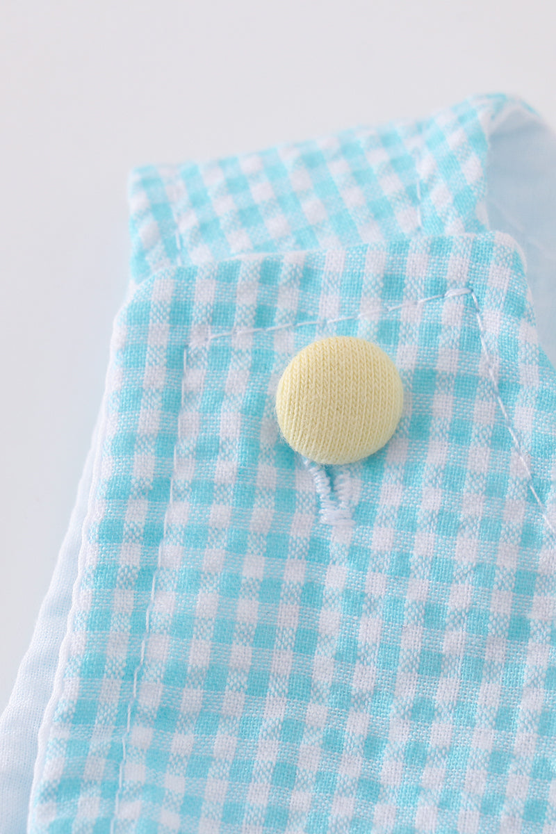 Premium mint bunny egg embroidery gingham jonjon