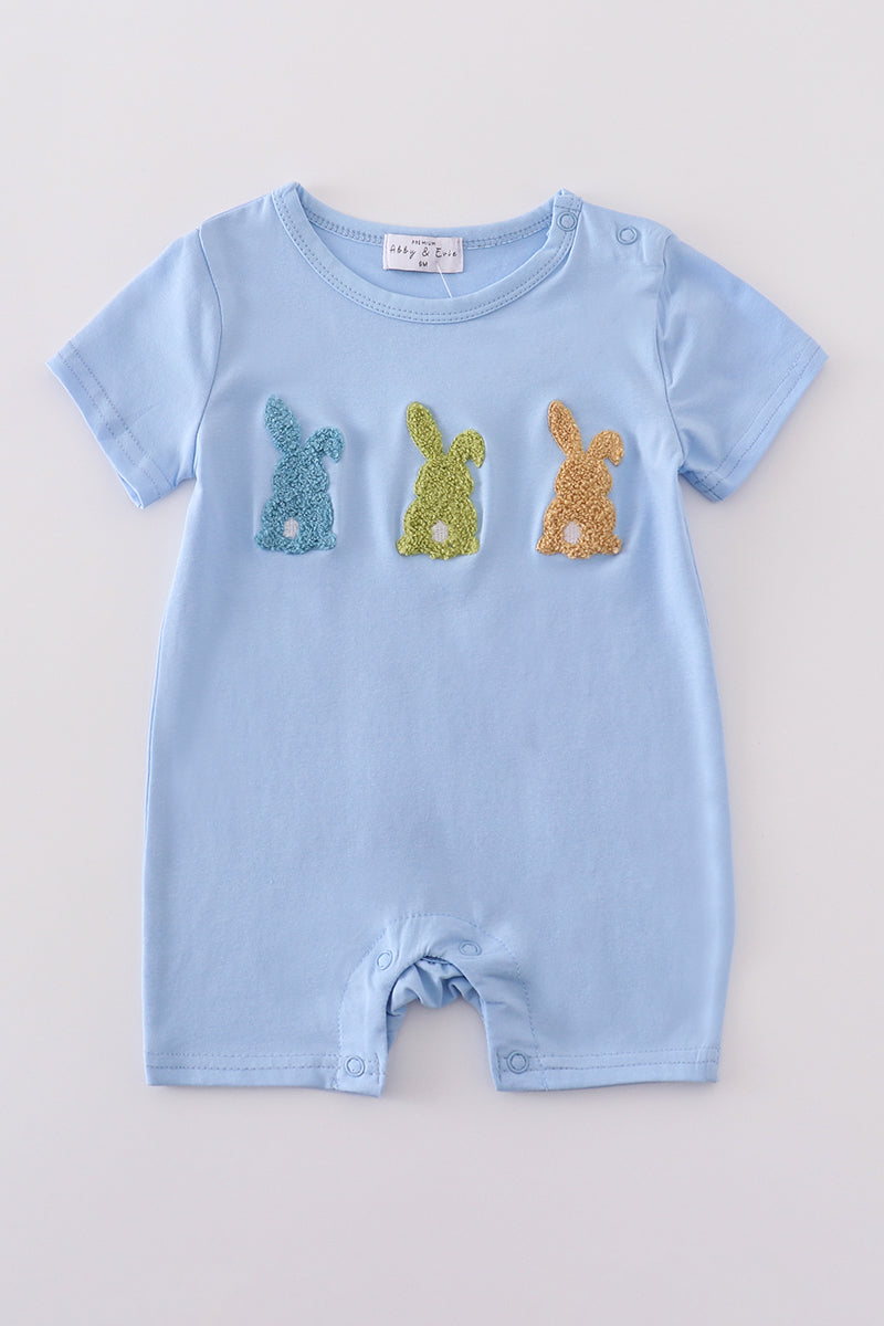 Premium Blue bunny embroidery romper