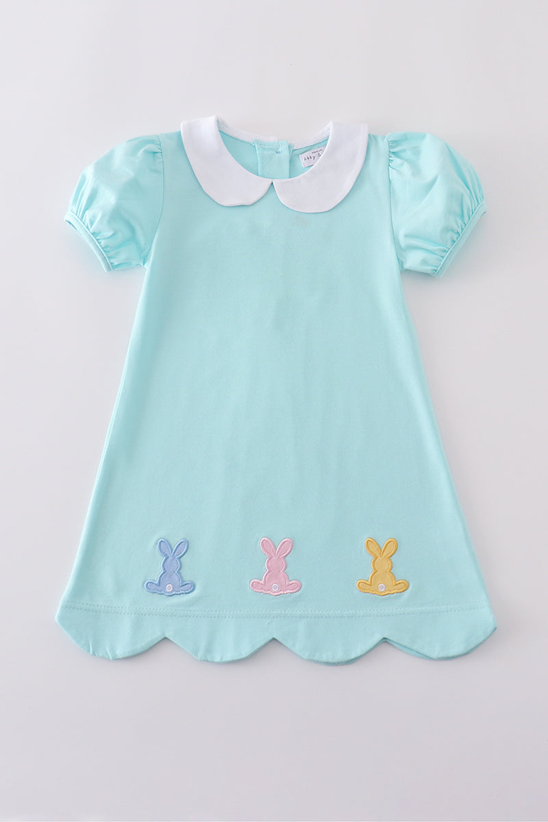 Premium Mint bunny embroidery dress