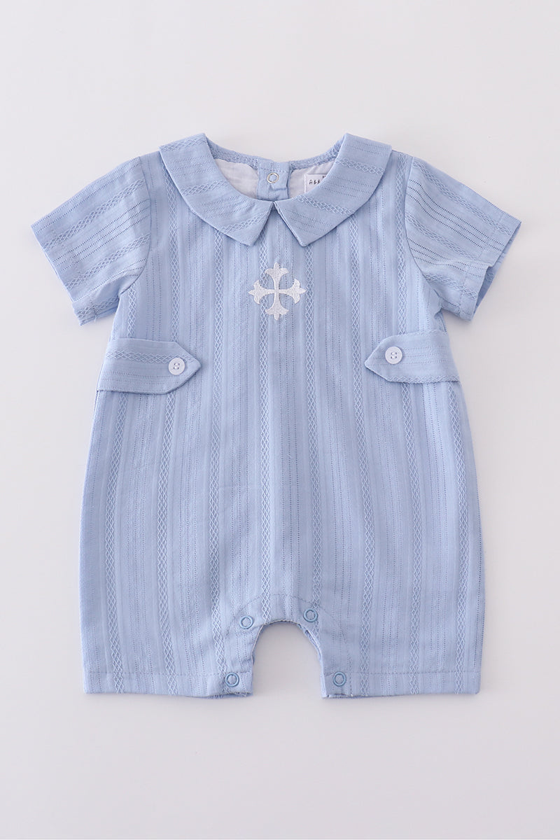 Premium Blue cross embroidery romper