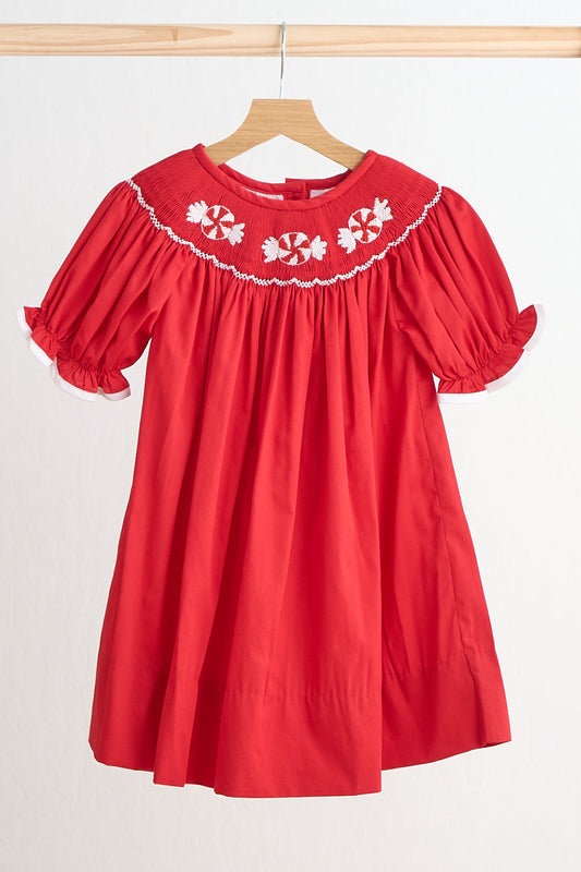 Red candy hand smocked dress