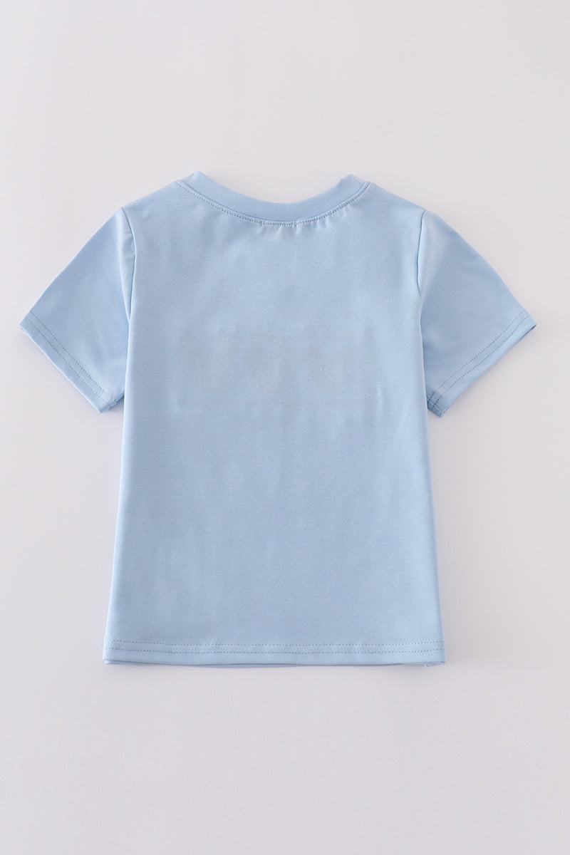 Blue character french knot top