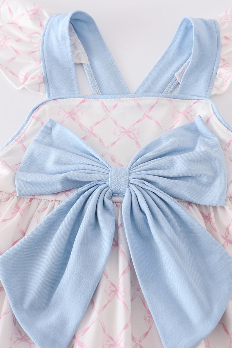 Pink bow girl ruffle dress