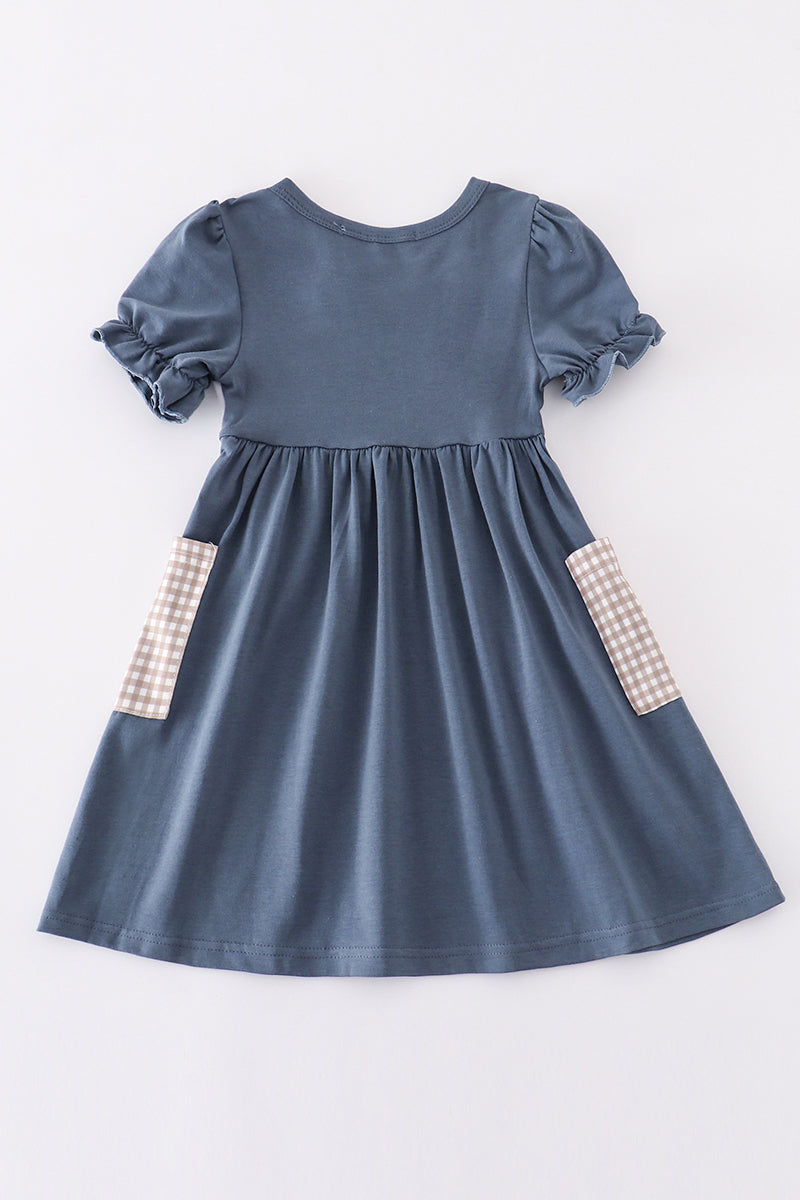 Navy hunting embroidery dress