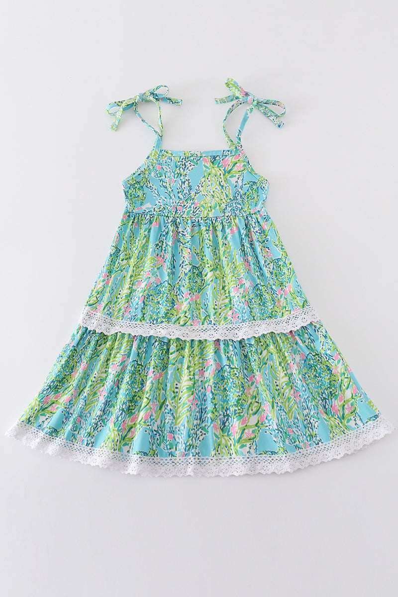 Green island garden bliss mom&me tiered dress