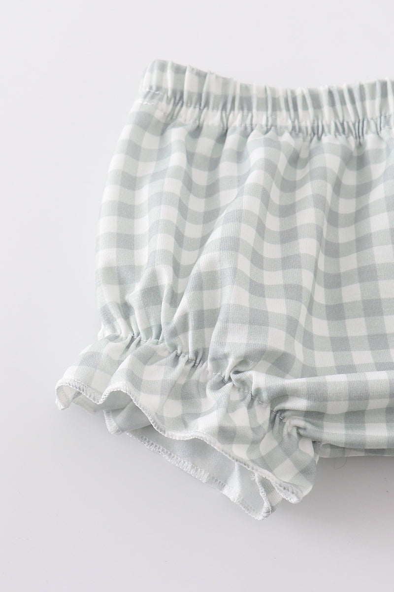 Sage pastel floral harmony girl gingham bloomer set