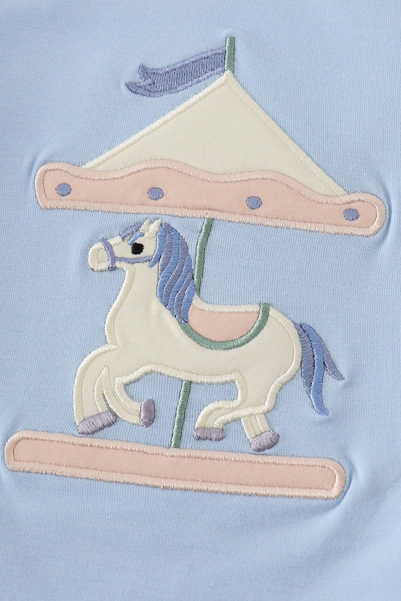 Blue carousel applique boy set