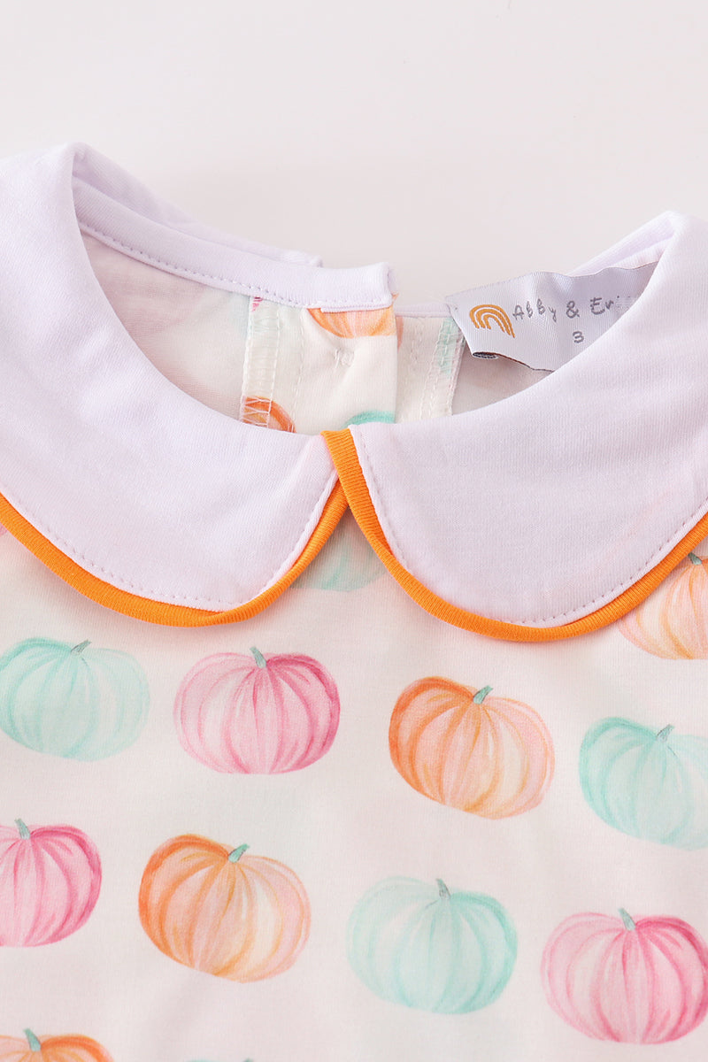 Pumpkin print girl dress