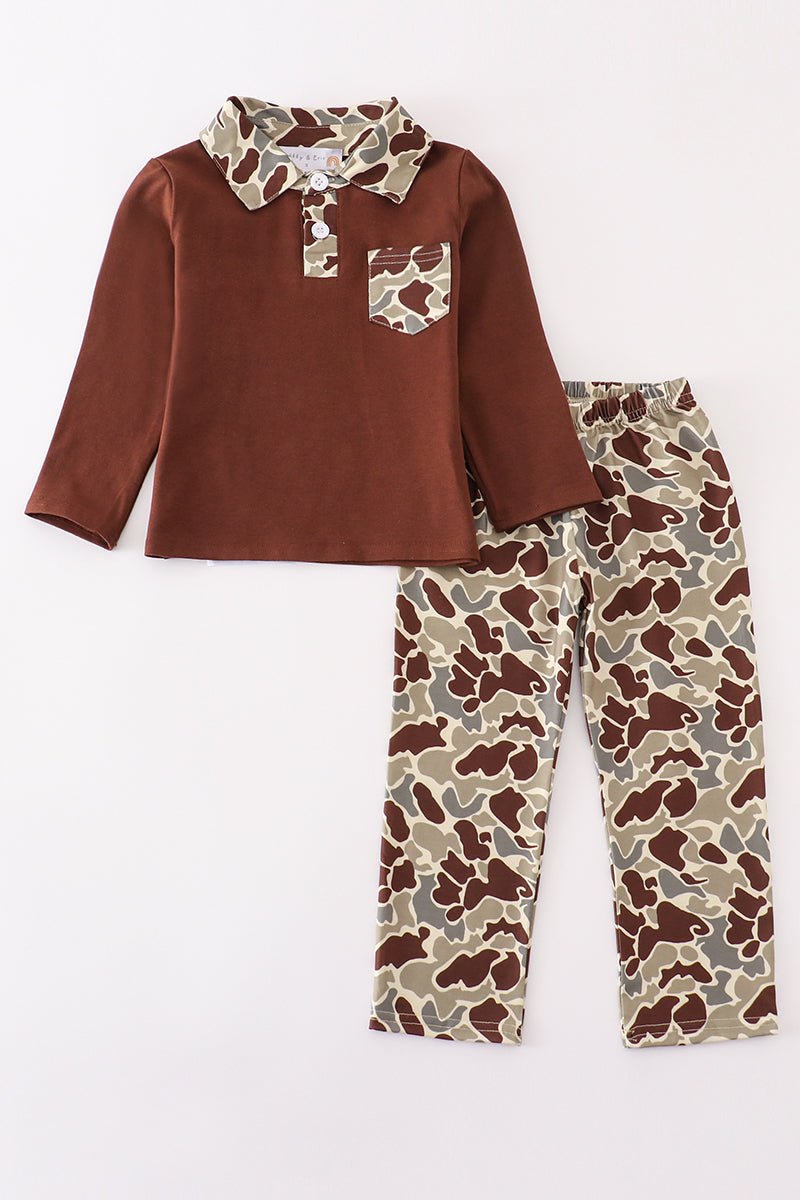 Camouflage print boy pants set