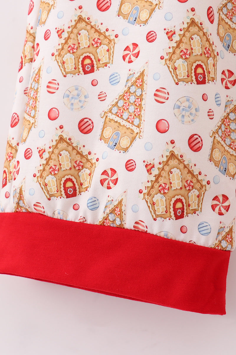 Christmas gingerbread house print women pajamas pants