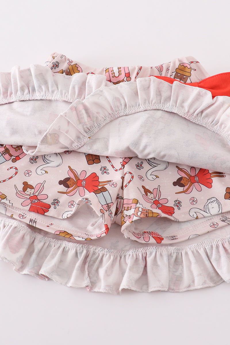 Red nutcracker girl skirt set