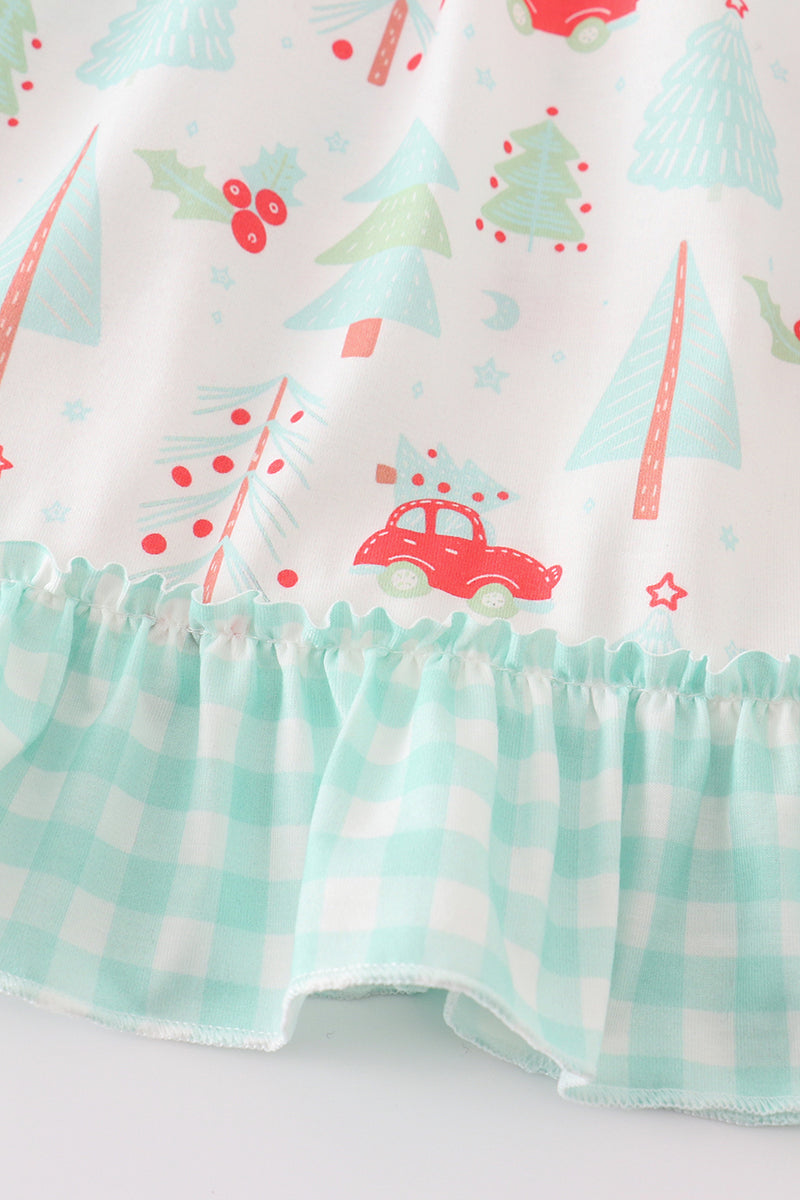 Christmas tree car print girl set