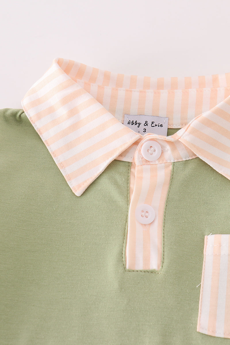 Sage stripe boy set