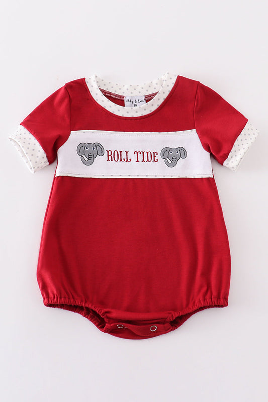 Maroon roll tide embroidery boy bubble