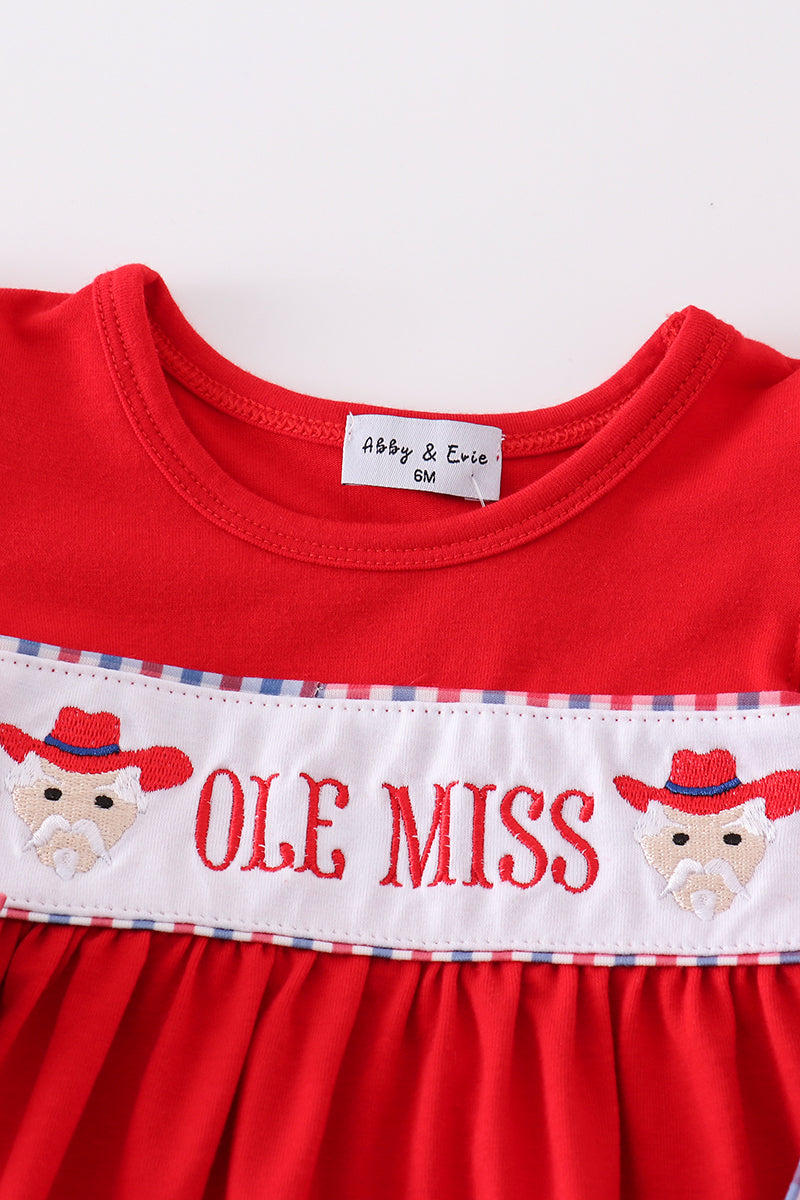 Red ole miss embroidery girl bloomer set