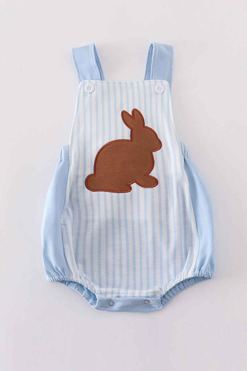 Blue easter bunny applique stripe boy bubble