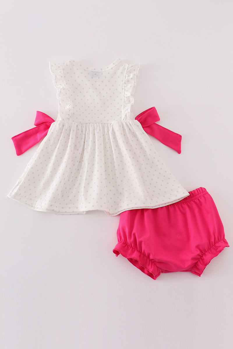 Pink make up embroidery girl bloomer set