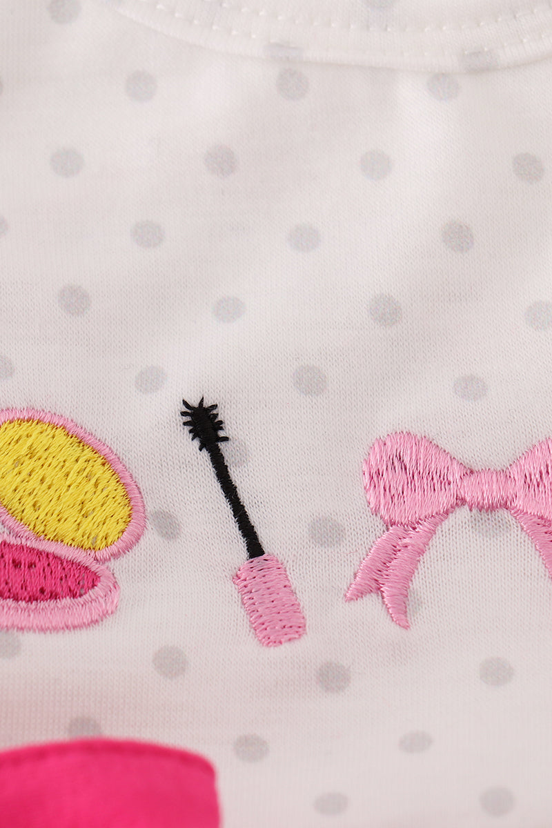 Pink make up embroidery girl dress