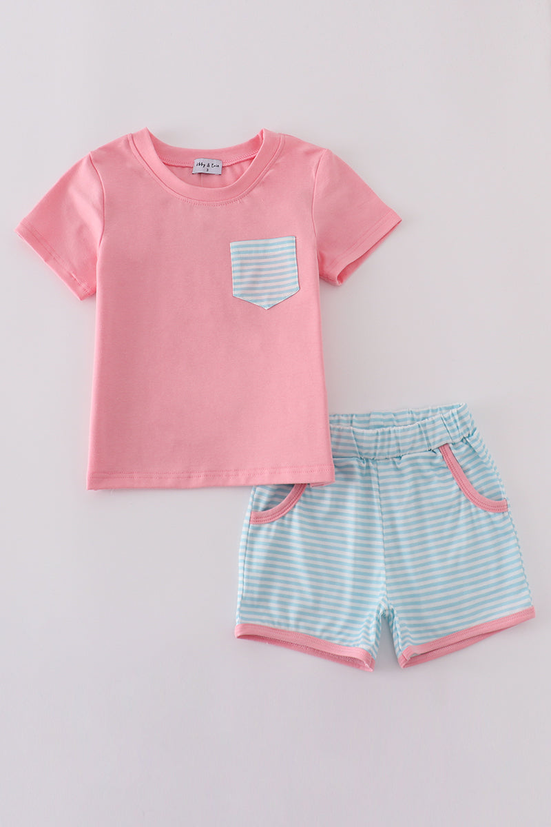 Pink stripe print set