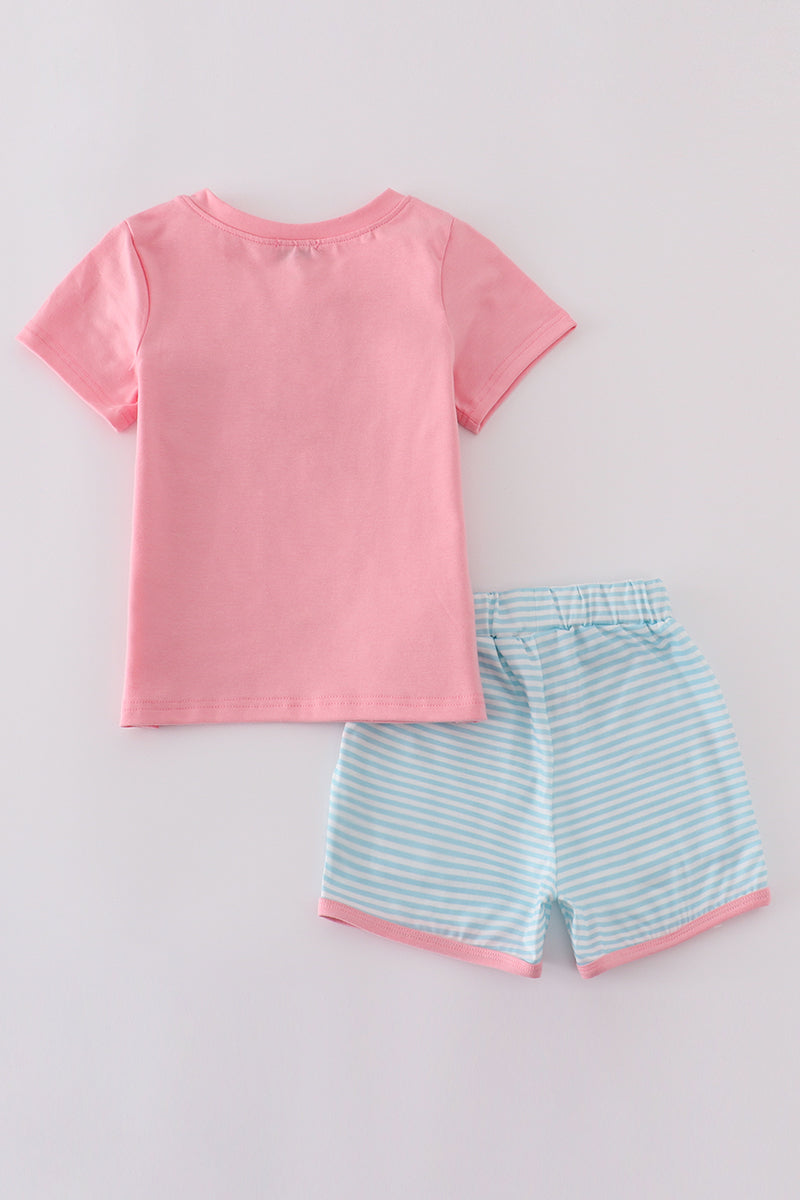 Pink stripe print set