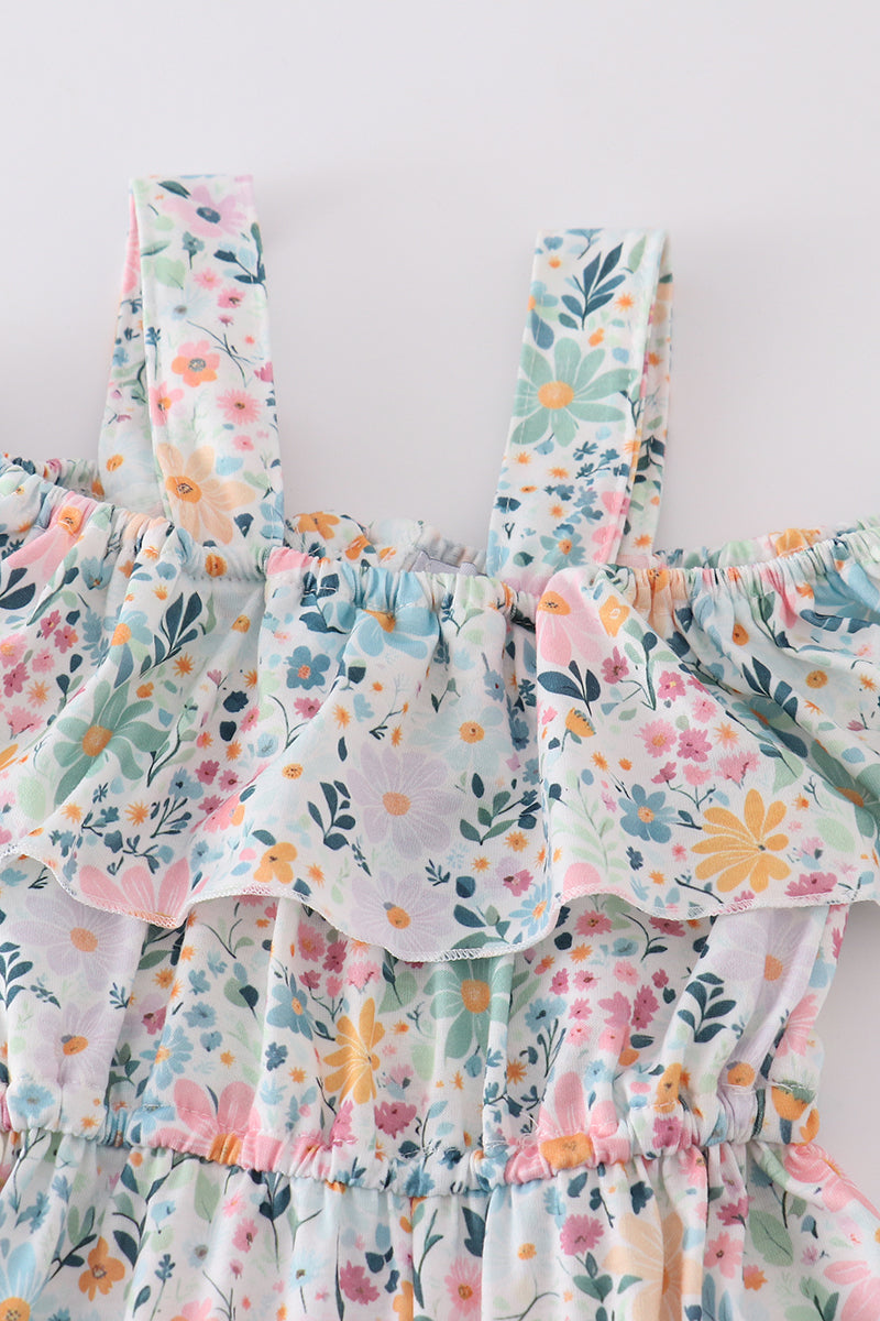 Spring blossom print jumpsuit