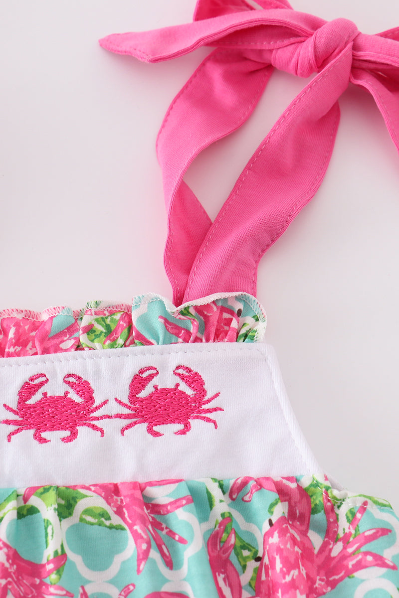 Pink crab embroidery bubble