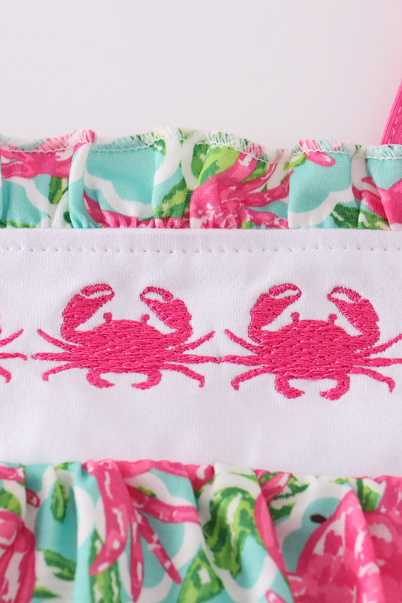 Pink crab embroidery set