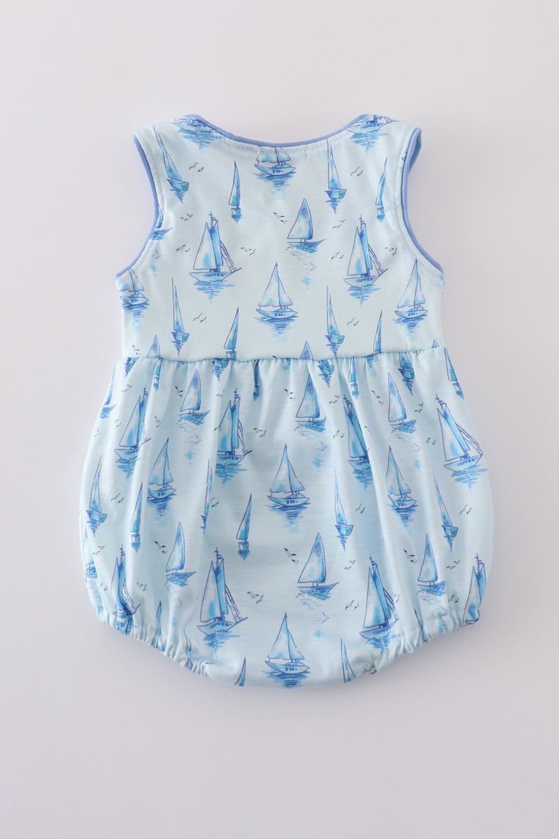 Blue sailboat print boy bubble