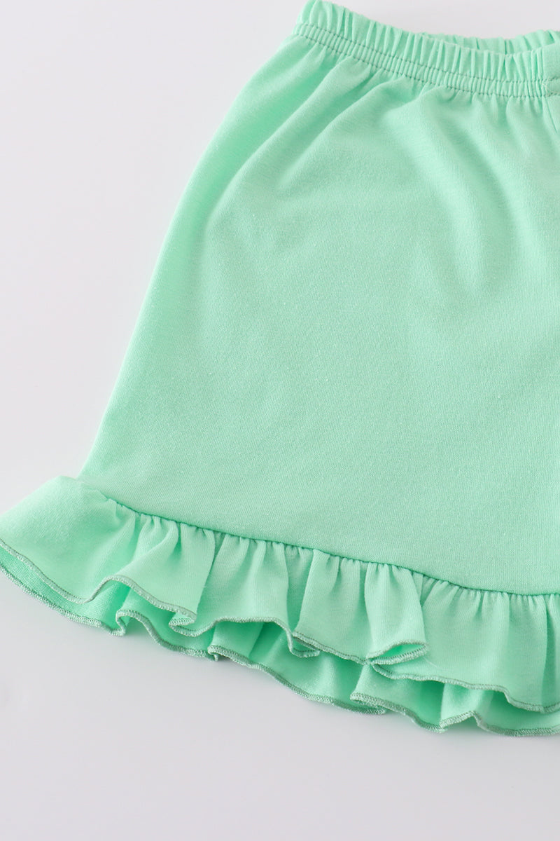 Green springtime bloom smocked girl set