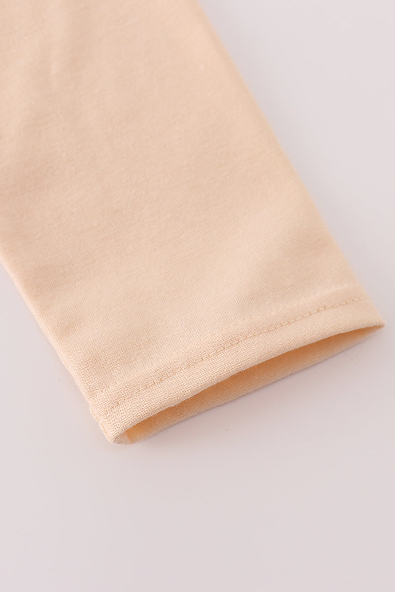 Cream puppy embroidery pants set