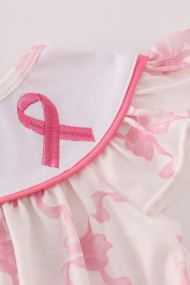 Pink bow tie embroidery ruffle bubble