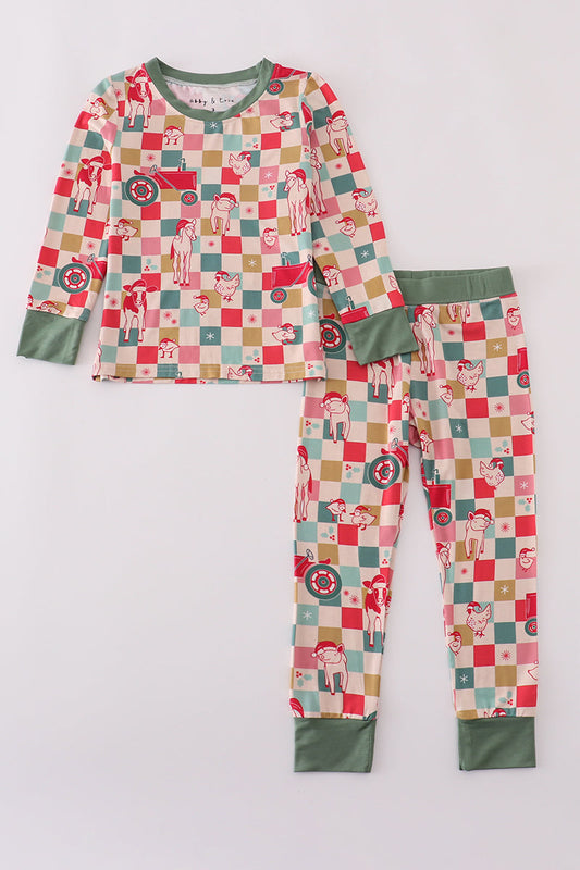 Checkered bamboo 2pc pajamas set