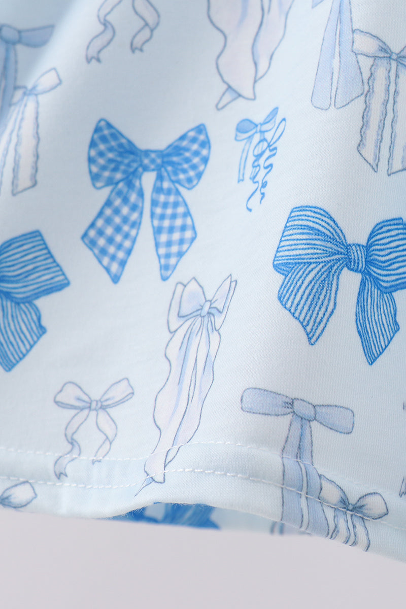Blue bow smocked bloomer set
