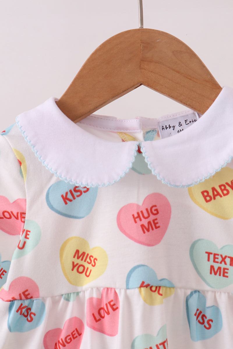 Blue heart print pocket romper