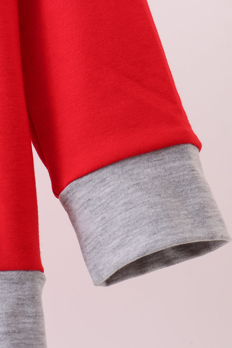 Red vehicle embroidery top