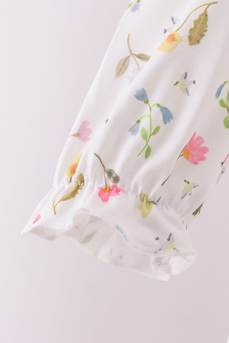 Pink duck embroidery pants set