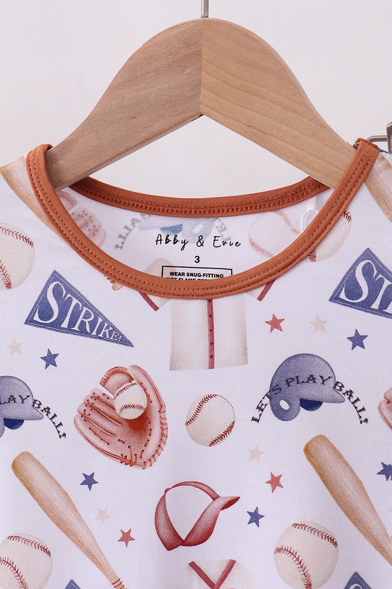 Brown baseball bamboo pajama set