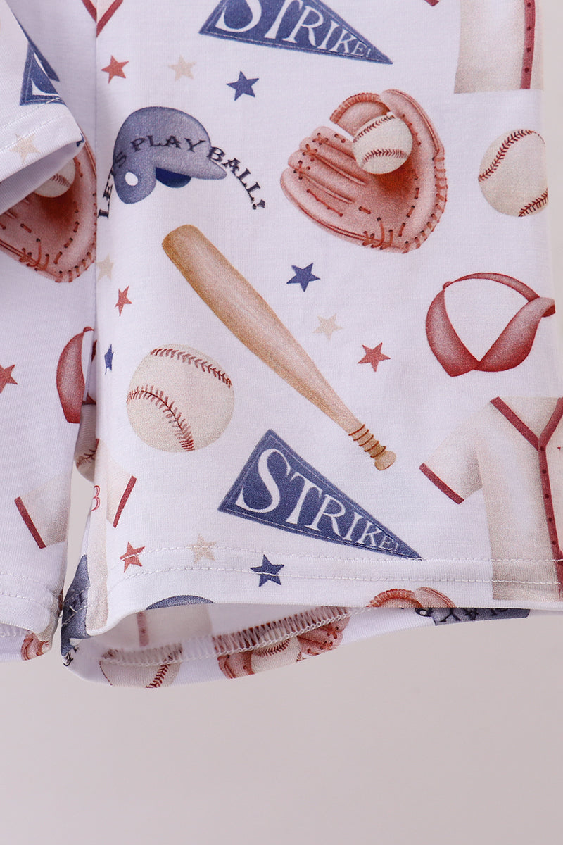 Brown baseball bamboo pajama set