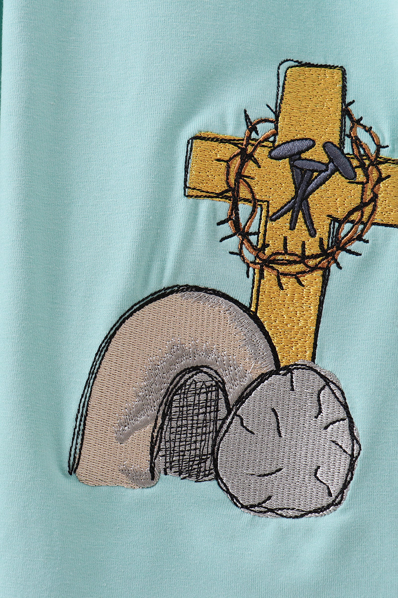 Blue he is risen embroidery dress