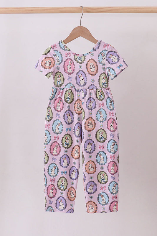 Purple bunny print bamboo jumpsuit