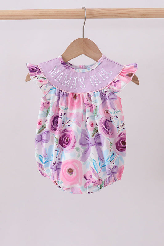Purple MAMA'S GIRL floral ruffle bubble