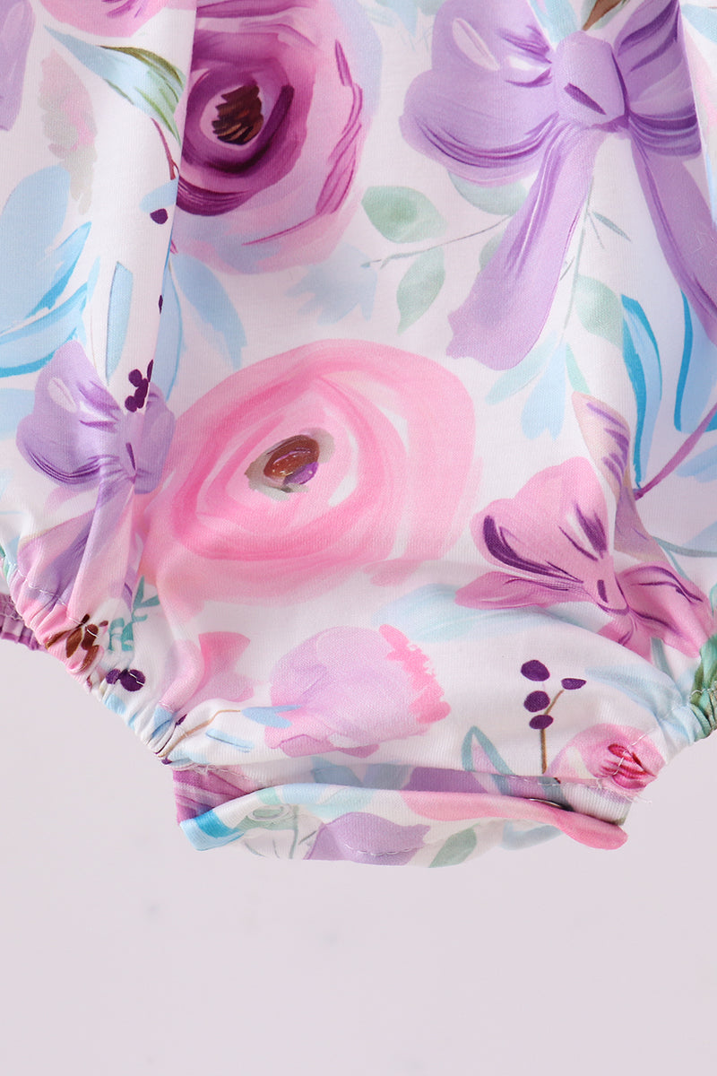 Purple MAMA'S GIRL floral ruffle bubble